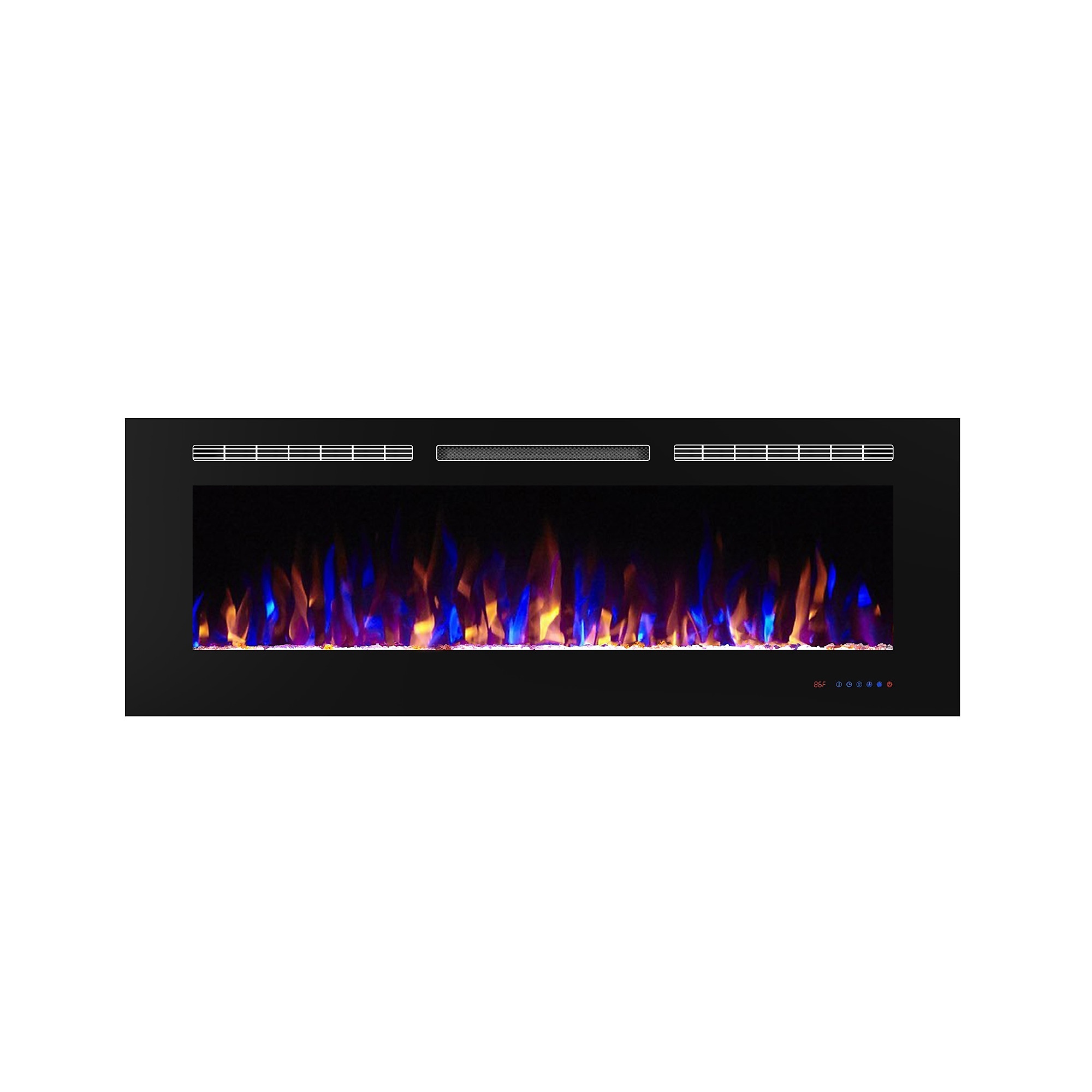 EdenDirect Wall-Mount LED Electric Fireplace — 60in. Width, 1500W, Adjustable Flame, Remote Control, Black, Model# NTEEF60